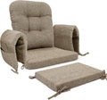 SINOSSO Glider Rocker Cushion Set (5 Pcs), Soft Blended Fabric High-Density Support Foam Seat Cushions with Ties, Fits Rocking Chair/Nursery Glider & Ottoman, Light Brown