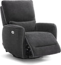 MCombo Power Swivel Glider Rocker Recliner Chair, Electric Swivel Rocker Recliner with USB Charging Ports for Living Room and Nursery, Fabric 6922 (Grey)
