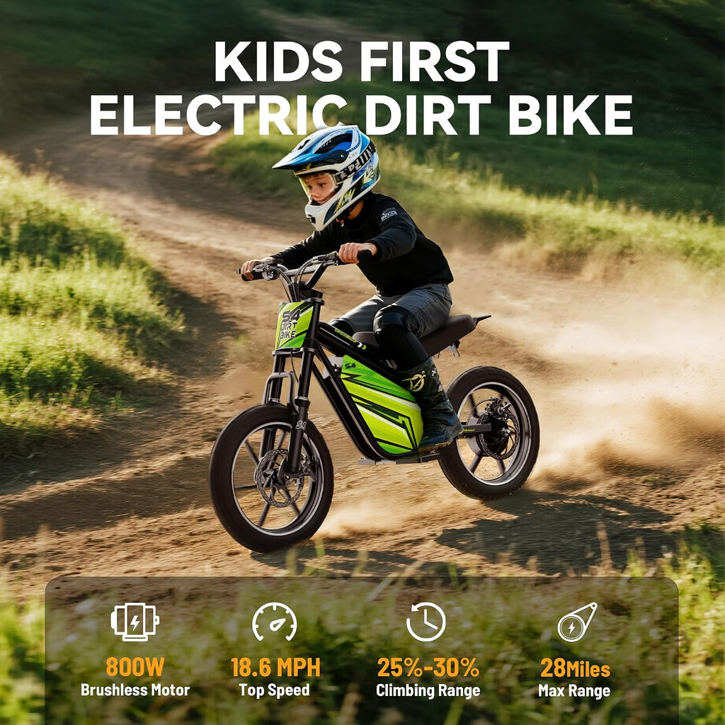 eAhora 36V 800W Electric Dirt Bike for Kids 8+, 3-Speed Modes Kids Electric Bike, Up to 18.6MPH & 28 Miles Long-Range Electric Off-Road Motocross for Kid, Full Suspension & Disc Brake, S4 Young-Red