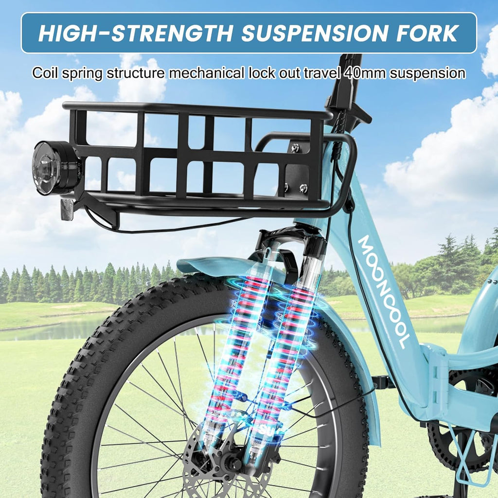 MOONCOOL Folding Electric Tricycle for Adults, 48V 500W 3 Wheels Electric Trike, Aluminum Frame Electric Tricycle Adult Bicycle with Removable Battery, Storage Bags Included