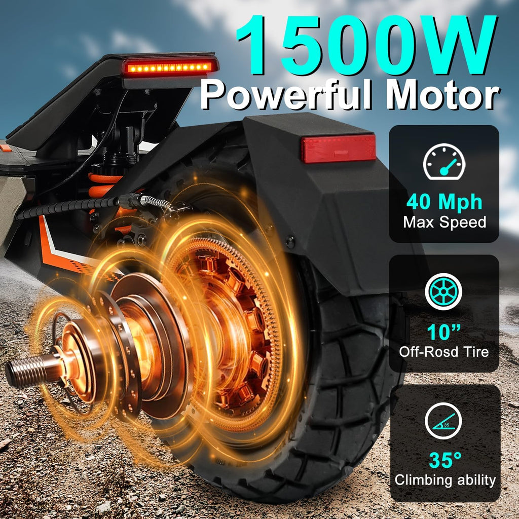 Electric Scooter Adults 1600/4000/6000W Motor 50 Miles Long Range & 40/45/50 MPH Top Speed 10' Off Road Tire Folding E-Scooter 60V/48V 20.8AH Battery Kick Scooter with Detachable Seat for Commuter