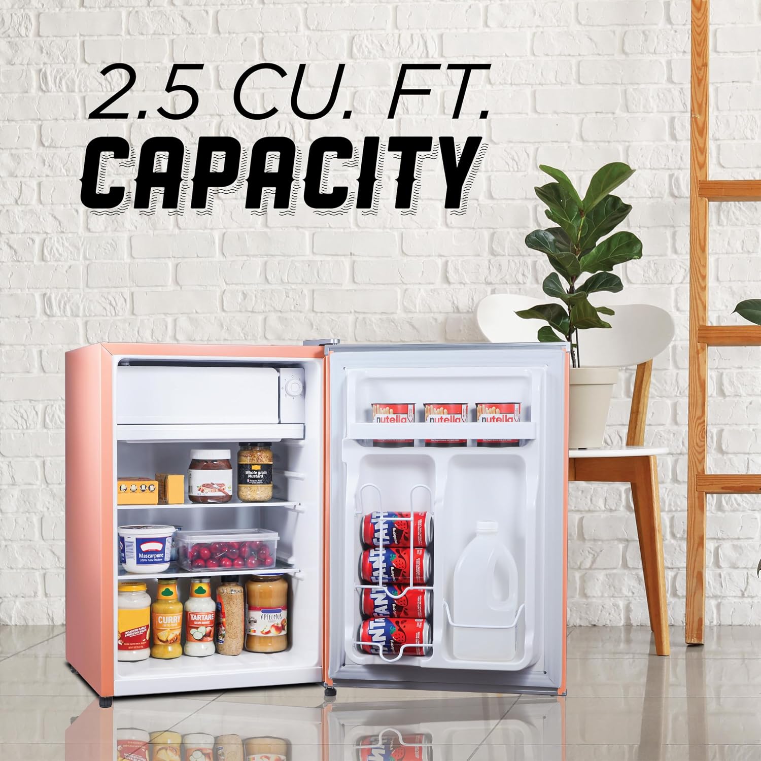 ICEBOX 2.5 Cu. Ft. Compact Refrigerator, ENERGY STAR Certified Small Refrigerator, Single Door Mini Fridge with Chiller Compartment, R600a Refrigerant, IBCR25BLS, Blush Red