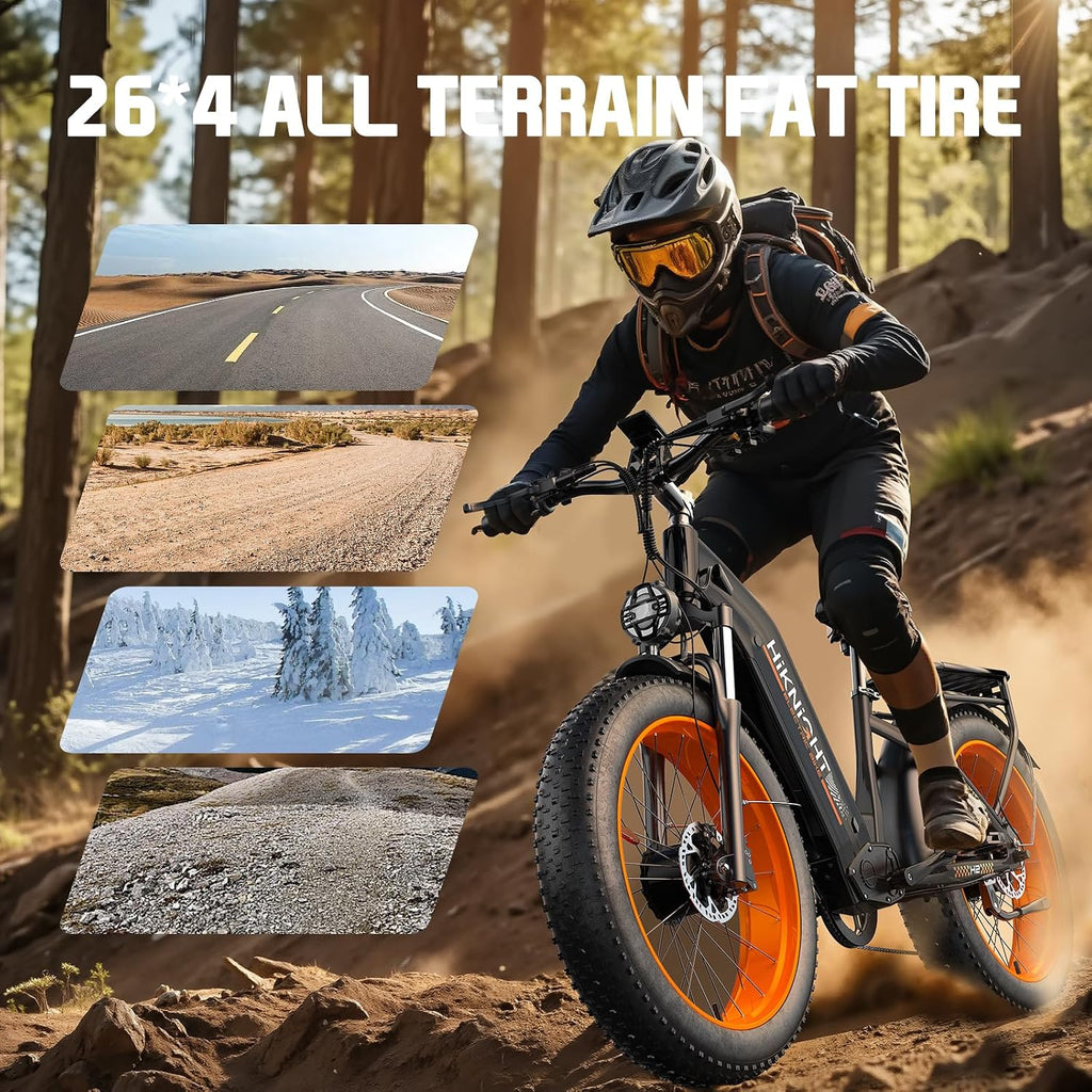 Dual Motor Ebike, 3000W Electric Bike for Adults, 52V 20Ah 26' Fat Tire Fast Ebike Max 38 Mph, up to 90 Miles, Off-Road Mountain E-Bike for Men Women, Step-Through Design