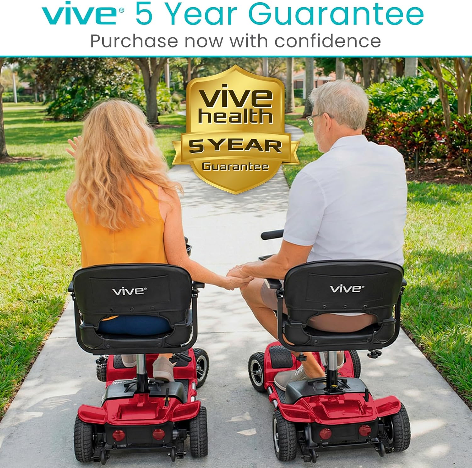 Vive 4 Wheel Mobility Scooter - Electric Powered Wheelchair Device - Compact Heavy Duty Mobile for Travel, Adults, Elderly - Long Range Power Extended Battery with Charger & Basket