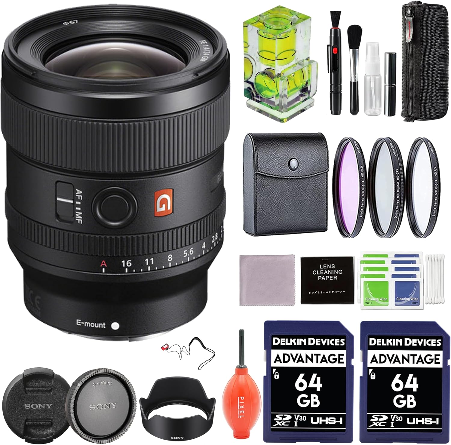 Sony FE 24mm F1.4 GM Camera Lens with Advanced Accessory and Travel Bundle | 24mm Sony Lens