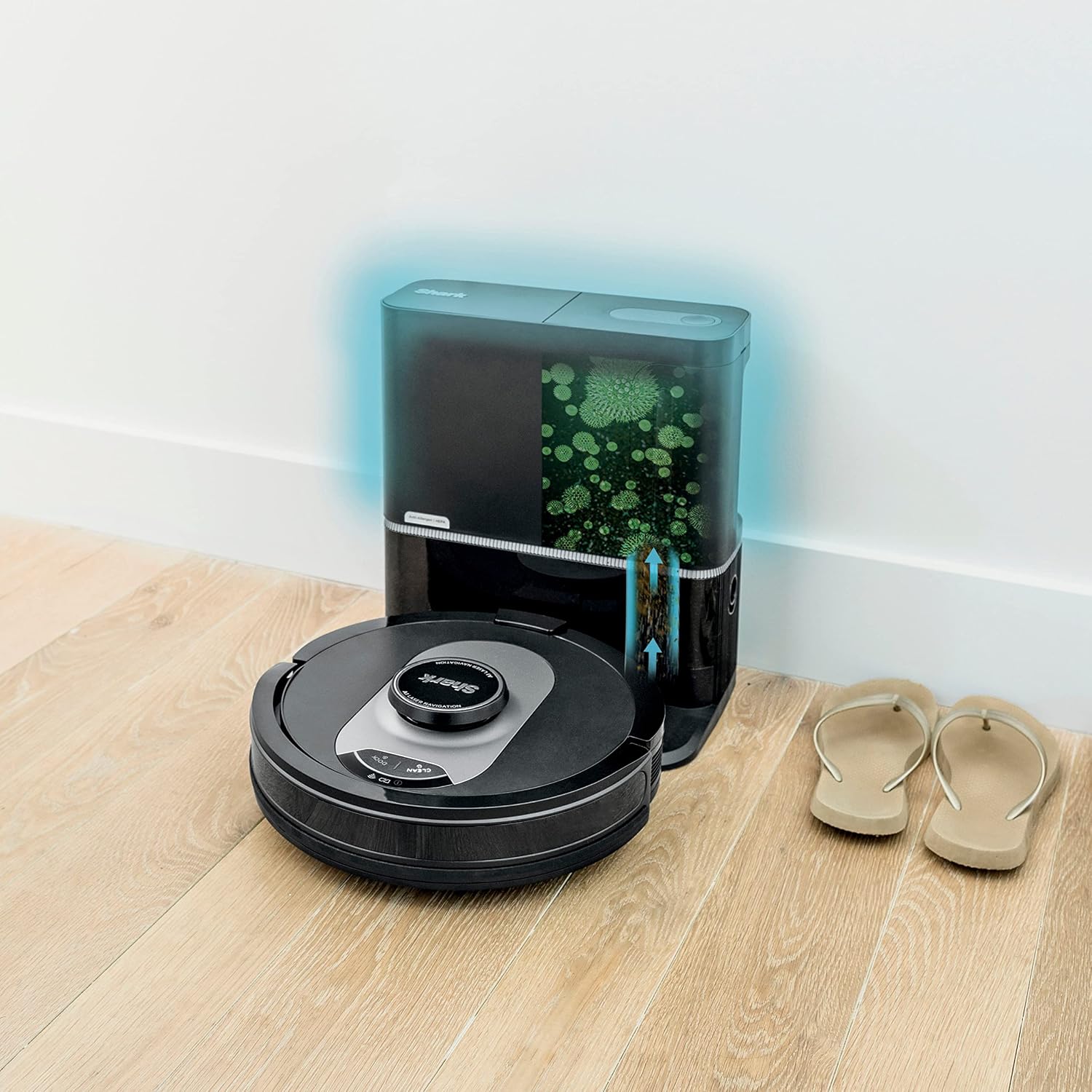 SHARK AV2501AE AI Robot Vacuum with XL HEPA Self-Empty Base, Bagless, 60-Day Capacity, LIDAR Navigation, Perfect for Pet Hair, Compatible with Alexa, Wi-Fi Connected Black, RV2502AE (Renewed)