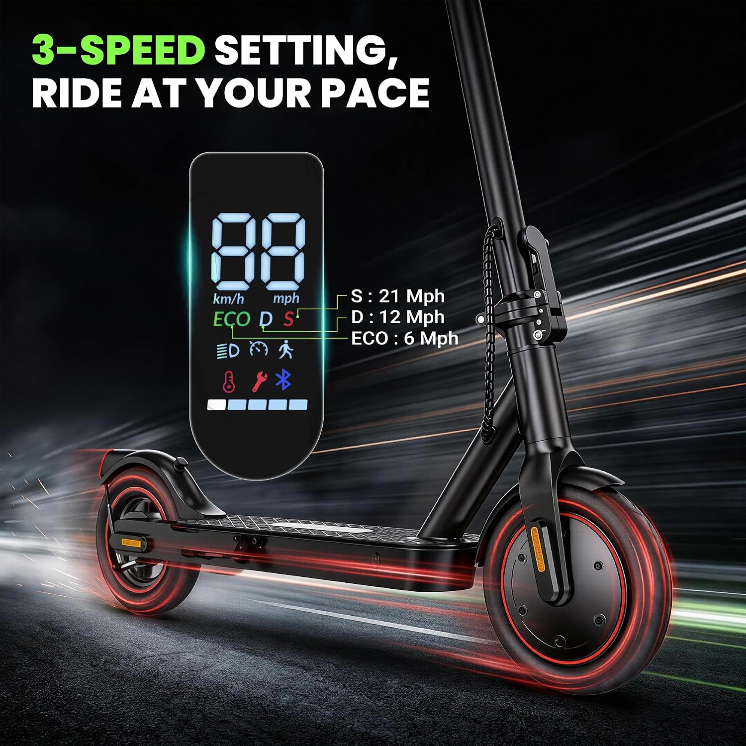Electric Scooter, 500W/750W Powerful Motor, 22/25 MPH Top Speed & 23/28 Miles Range, 9.3'/10' Tires, Foldable Commuter Scooter for Adults and Teens with Dual Braking,Cruise Control,APP Control