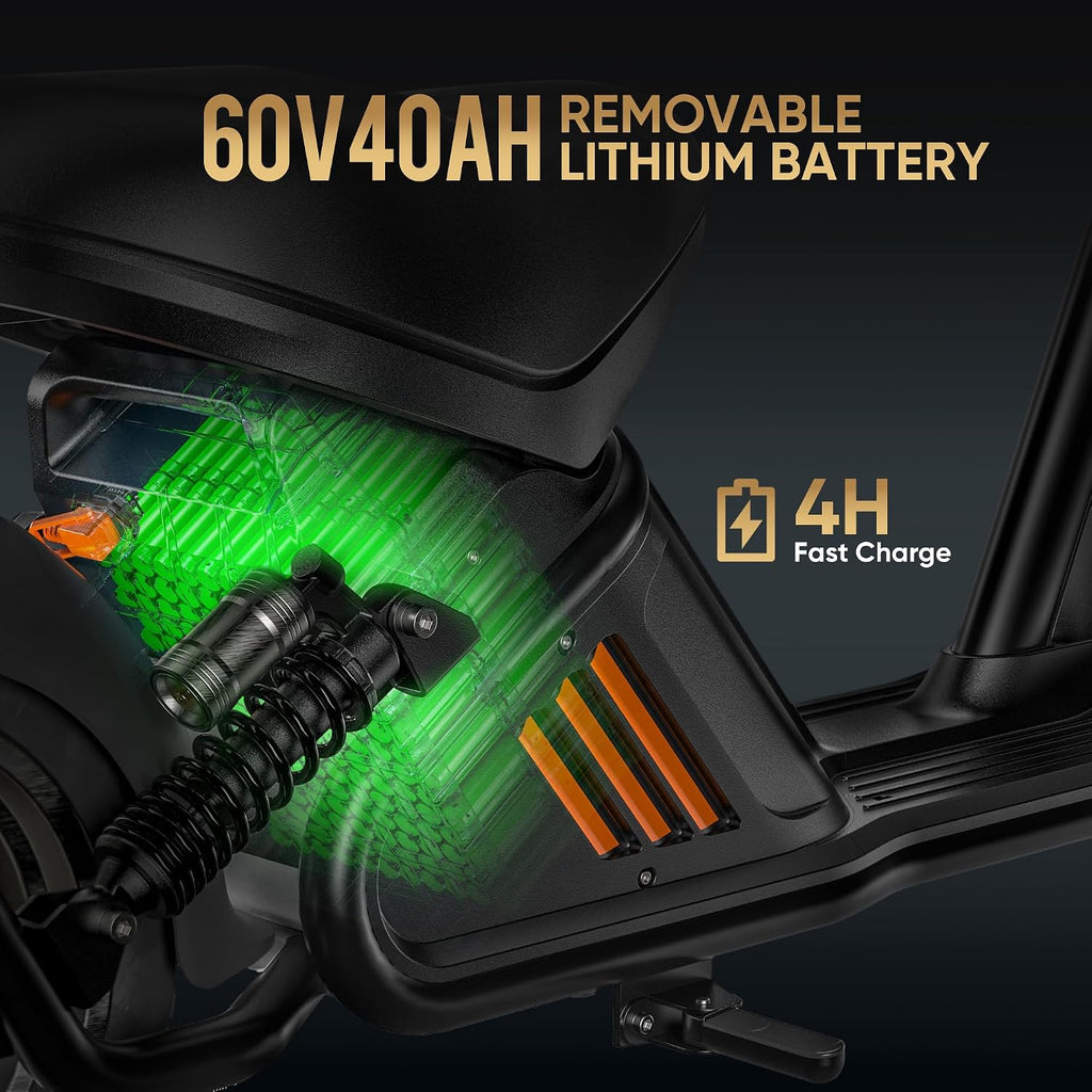 eAhora M1P 2000W Electric Tricycle for Adults & Seniors, 60V 30Ah Battery 26MPH 3-Wheel Electric Trike, 55 Miles Range Mobility Scooter with Storage Box, Hydraulic Disc Brakes, 5A Smart Charger