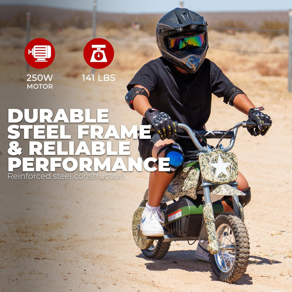 XtremepowerUS Electric Dirt Bike, 24V 250W Battery Powered Mini Dirt Bike, Electric Ride-On (Rusher)