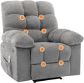 Recliner Rocking Chair with Massage & Heat, Wide Overstuffed Fabric Recliner with Breathable Upholstery, Ergonomic Design, 2 Side Pockets & Remote Control for Living Room or Bedroom (Gray)