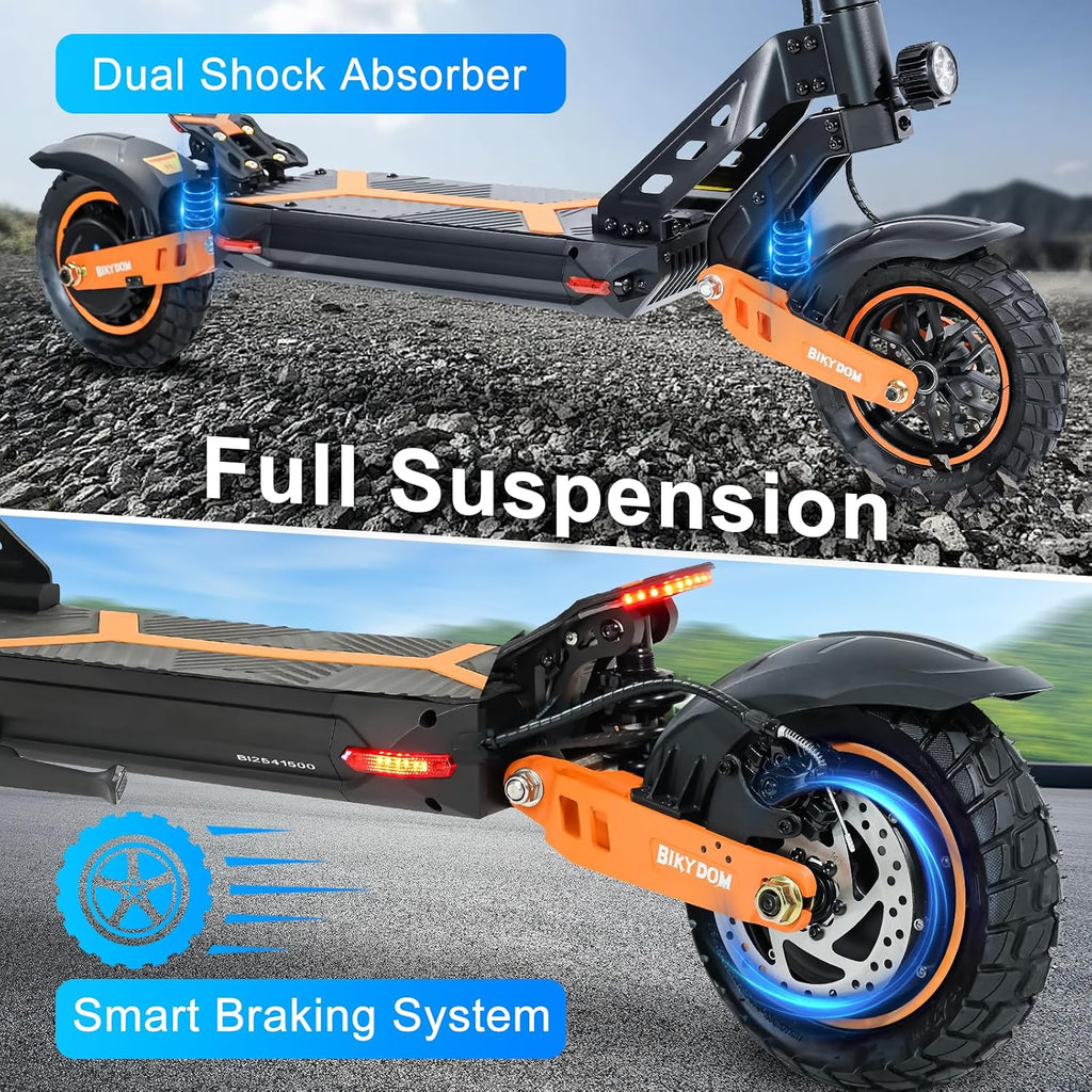 Electric Scooter Adults 1600/4000/6000W Motor 50 Miles Long Range & 40/45/50 MPH Top Speed 10' Off Road Tire Folding E-Scooter 60V/48V 20.8AH Battery Kick Scooter with Detachable Seat for Commuter