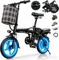550W Powerful Electric Folding Bike for Adults – 23MPH Top Speed, 35 Miles Range, 48V 12Ah Battery, Foldable Ebike with Charger & Dual Disc Brakes,14' Commuter Mini E Bikes, Hill Climbing Commuter