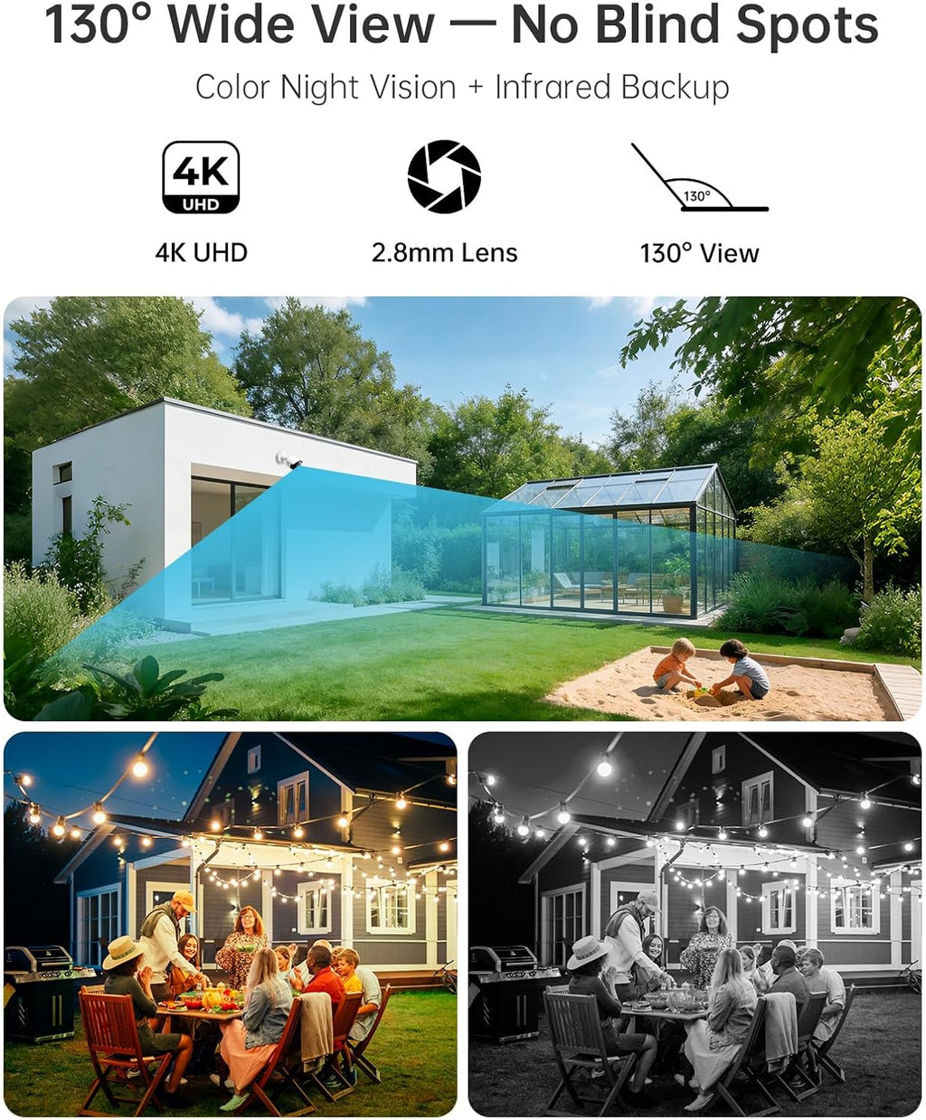 4K PoE Security Camera System with NVR, 4× 8MP Wired Outdoor Cameras, 24/7 Local Recording, No Monthly Fees, AI Human & Vehicle Detection, 2TB HDD Included, IP67, for Home & Small Business