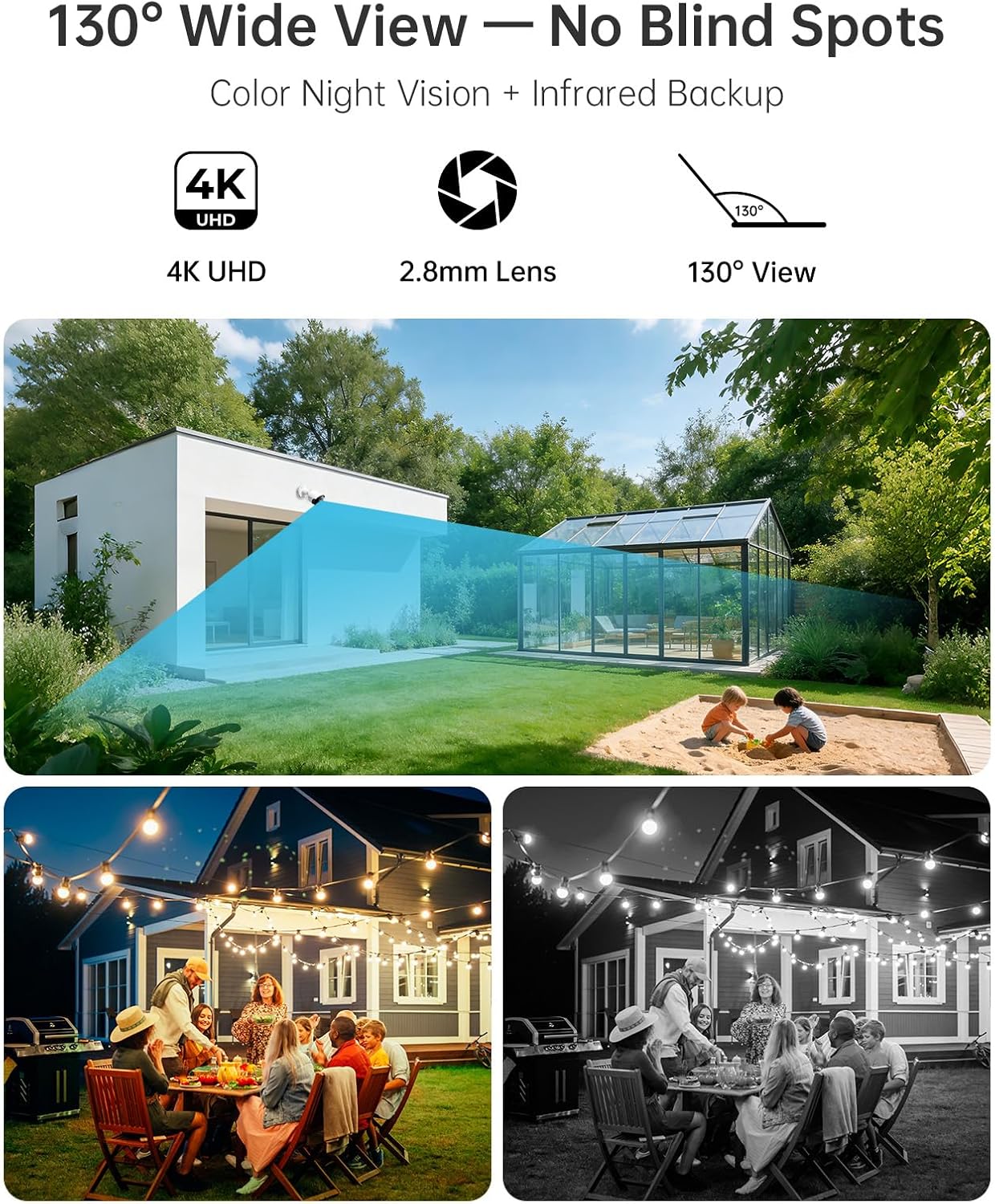 4K PoE Security Camera System with NVR, 4× 8MP Wired Outdoor Cameras, 24/7 Local Recording, No Monthly Fees, AI Human & Vehicle Detection, 2TB HDD Included, IP67, for Home & Small Business