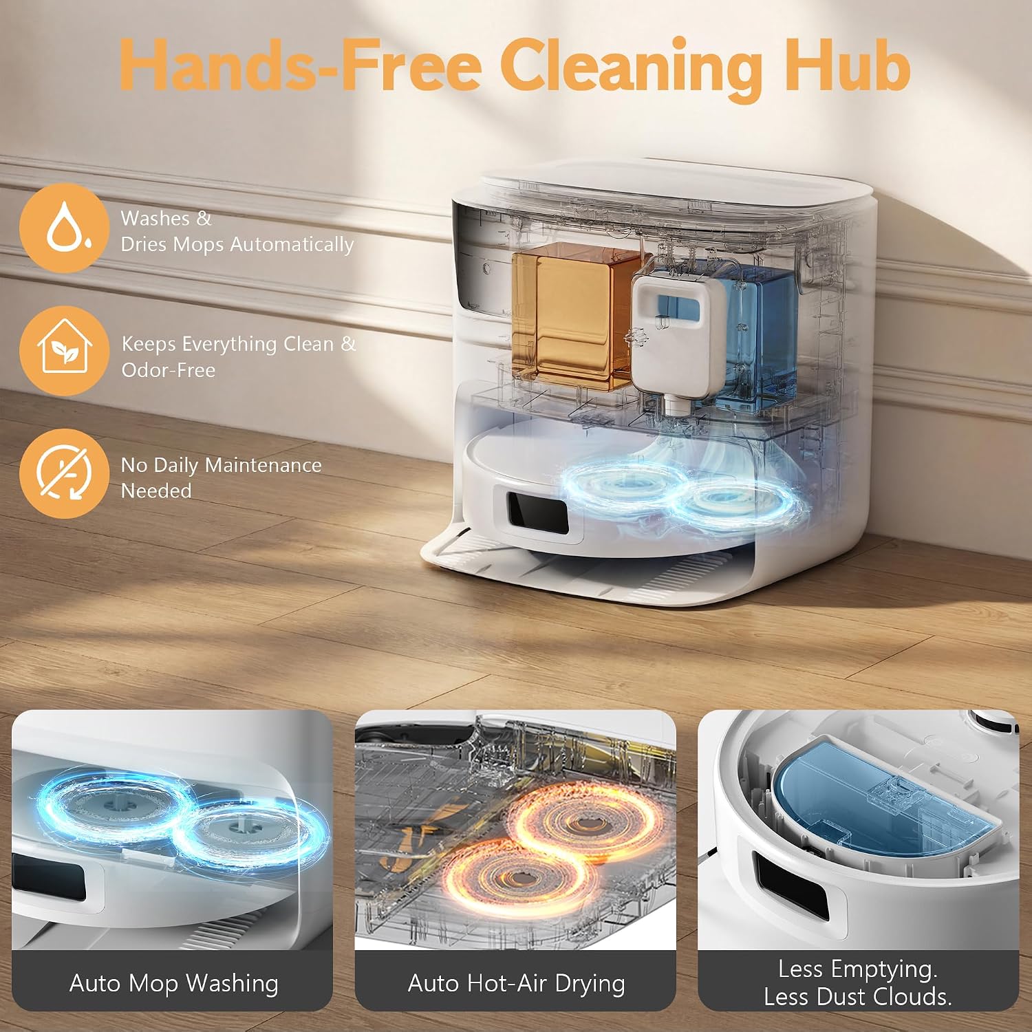 K90L Robot Vacuum and Mop Combo for Pet Hair, Dual Spinning Mops with Self-Cleaning and Warm Air Drying, LiDAR Navigation with No-Go Zones, App & Alexa Control, for Carpet and Hard Floors