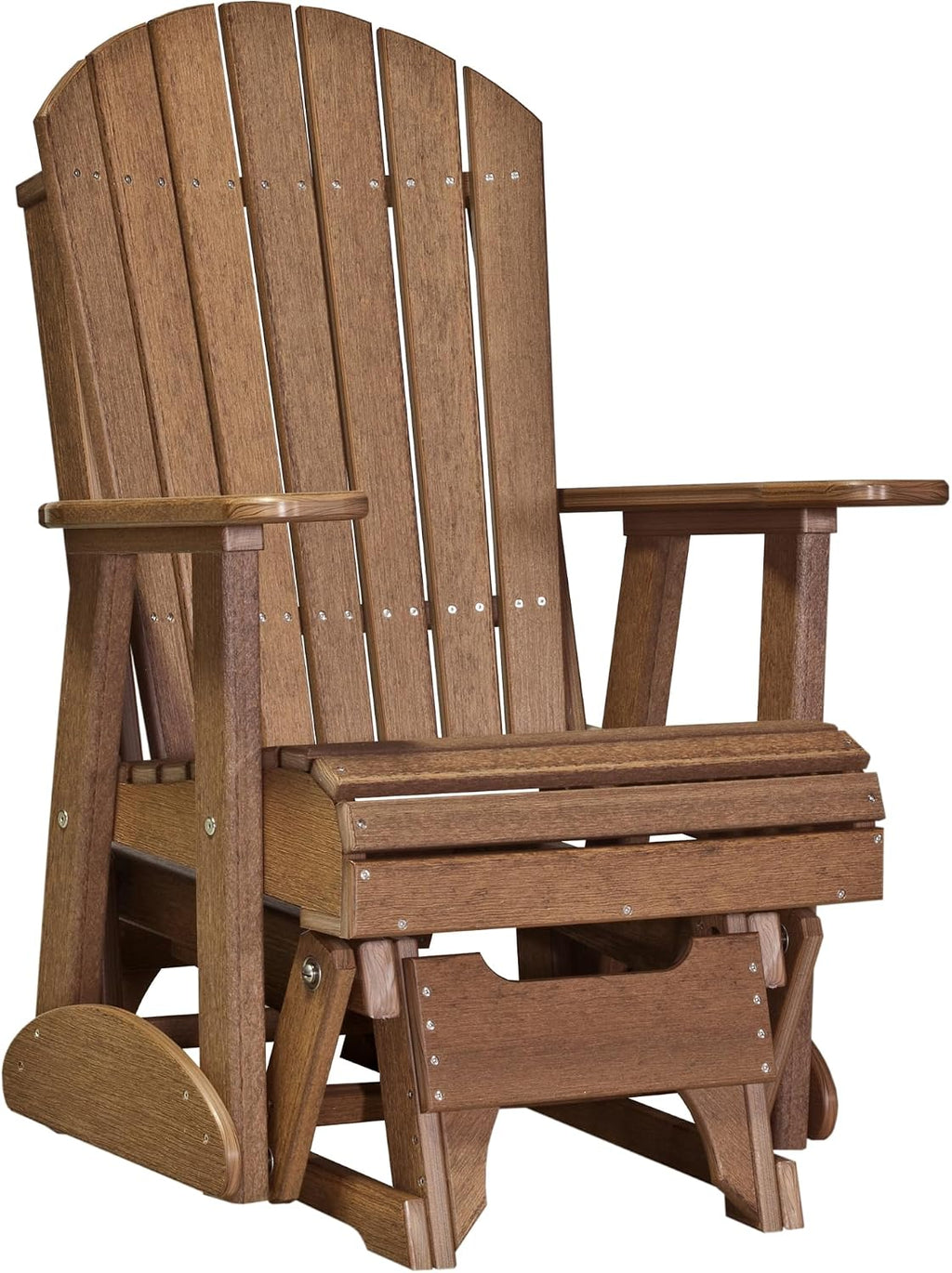 LuxCraft 2' Adirondack Glider Chair, Outdoor Patio Rocking Glider, Gliding Rocker for Outside (Antique Mahogany)