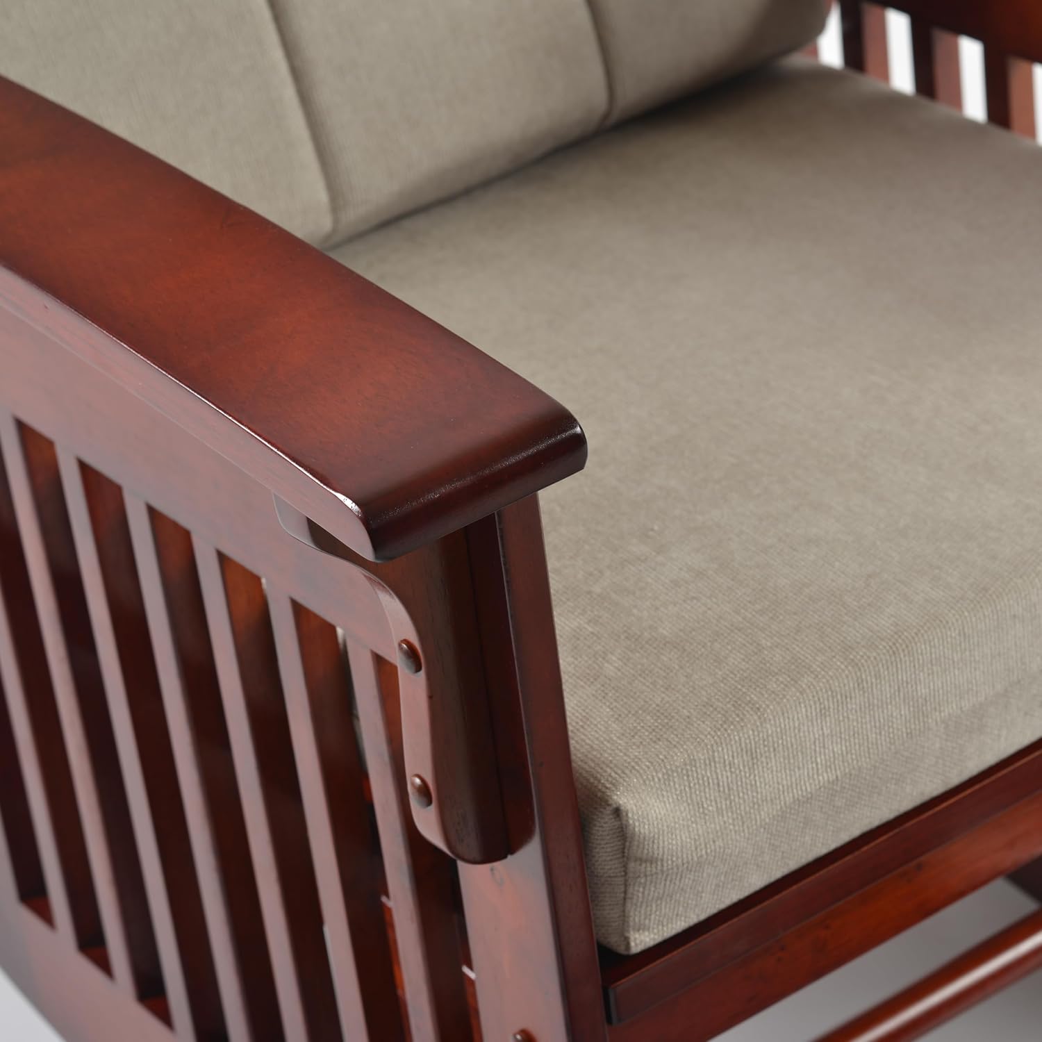 Rustic Glider Chair for Nursery with Ottoman, Resistant Rubber Wood Nursery Glider and Ottoman Sets for Relaxing, Rocking Chair for Living Room Bedroom, (Brown)