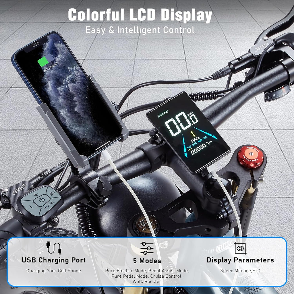 2026 Dual Motor Electric Bike for Adults AWD 5000W/3000W Peak 40 MPH/30 MPH E Dirt Bike, 52V/48V Removable Battery 65/80/150 Miles Max Long Range with Full Suspension 26' Fat Tires Mountain Bike
