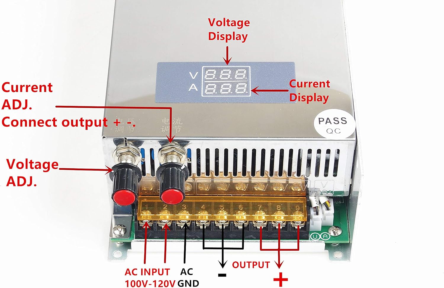 Adjustable DC Power Voltage Converter AC 110V to DC 0-150V 0-6.7A Module 150V Switching Power Supply Digital Display 1000W Voltage Regulator Built in Cooling Fan (0-150V 0-6.7A)