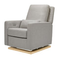 Babyletto Sigi Electronic Power Recliner & Swivel Glider with USB Port in Performance Gray Eco-Weave with Light Wood Base, Water Repellent & Stain Resistant, Greenguard Gold and CertiPUR-US Certified