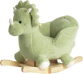 Rock My Baby Rocking Horse Green Dinosaur with Chair, Plush Stuffed Animal Rocker for Toddlers 1-3, Baby Rocker with Sweet Music, Wooden Rocking Horse Baby Animal Rocker,CPC Certified