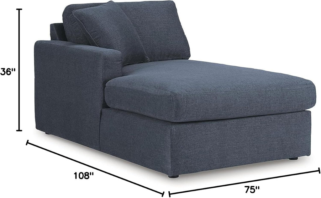 Signature Design by Ashley Contemporary Modmax Stain Resistant U-Shape Left-Arm Facing 4-Piece Sectional with Chaise and Reversible Cushion, Dark Blue