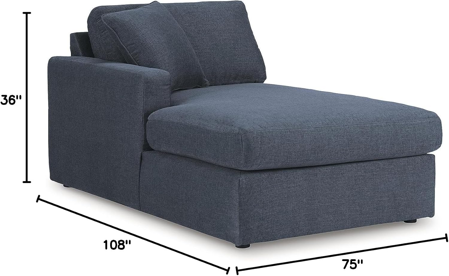 Signature Design by Ashley Contemporary Modmax Stain Resistant U-Shape Left-Arm Facing 4-Piece Sectional with Chaise and Reversible Cushion, Dark Blue