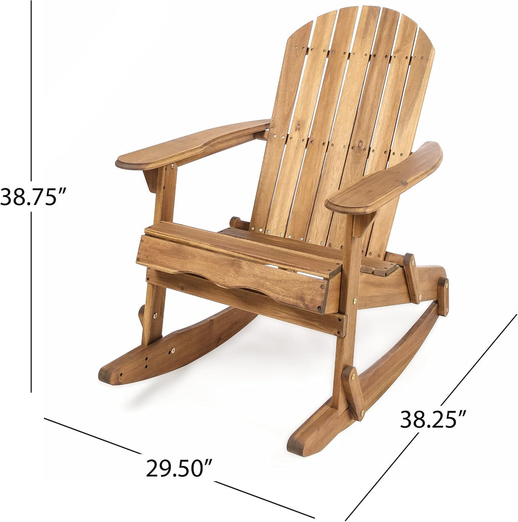 Christopher Knight Home Malibu Outdoor Acacia Wood Adirondack Rocking Chair, Natural Stained