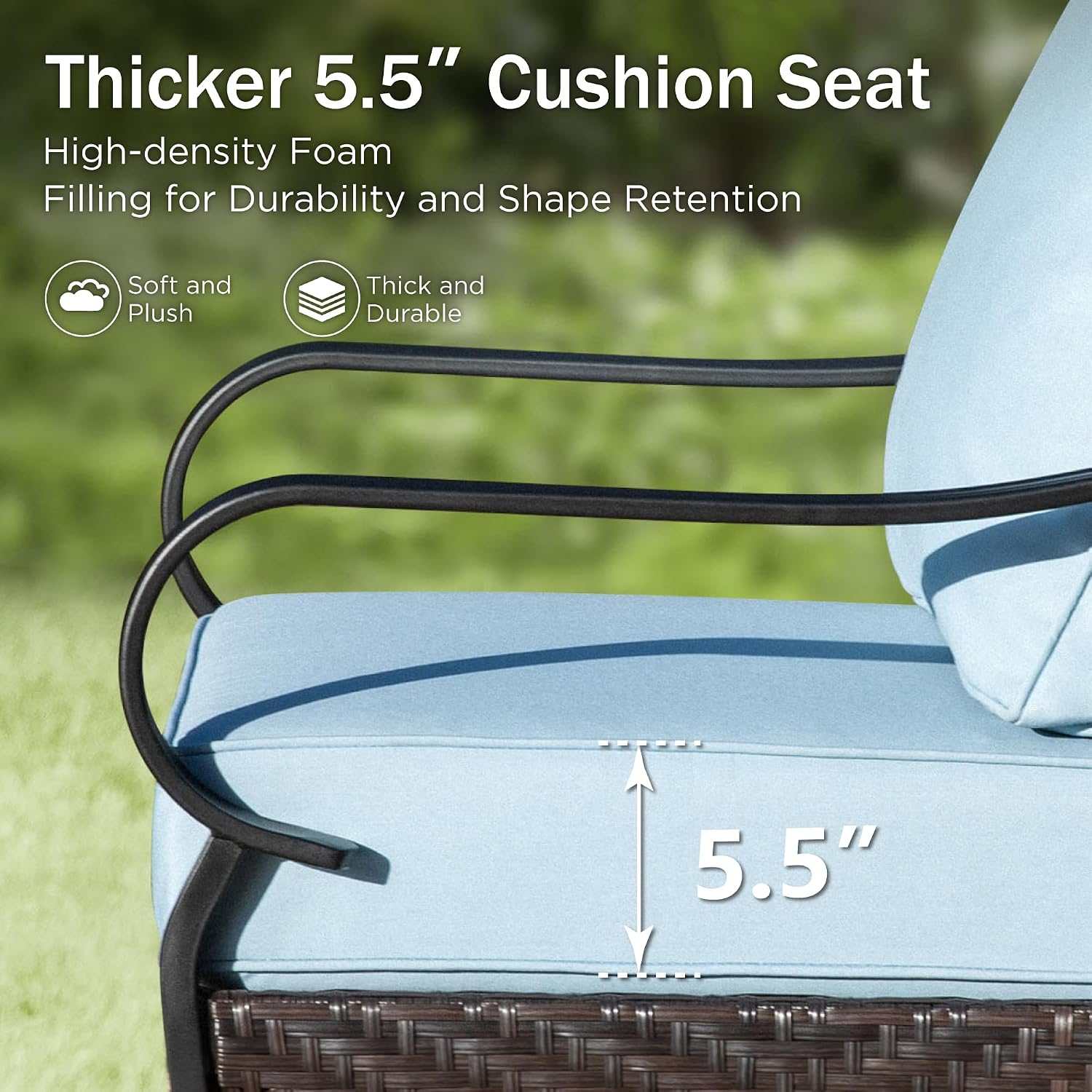 PHI VILLA Patio Chairs Set of 2, Outdoor Wicker Chairs with Thick Cushion, All Weather High Back Outdoor Furniture for Balcony Porch and Yard
