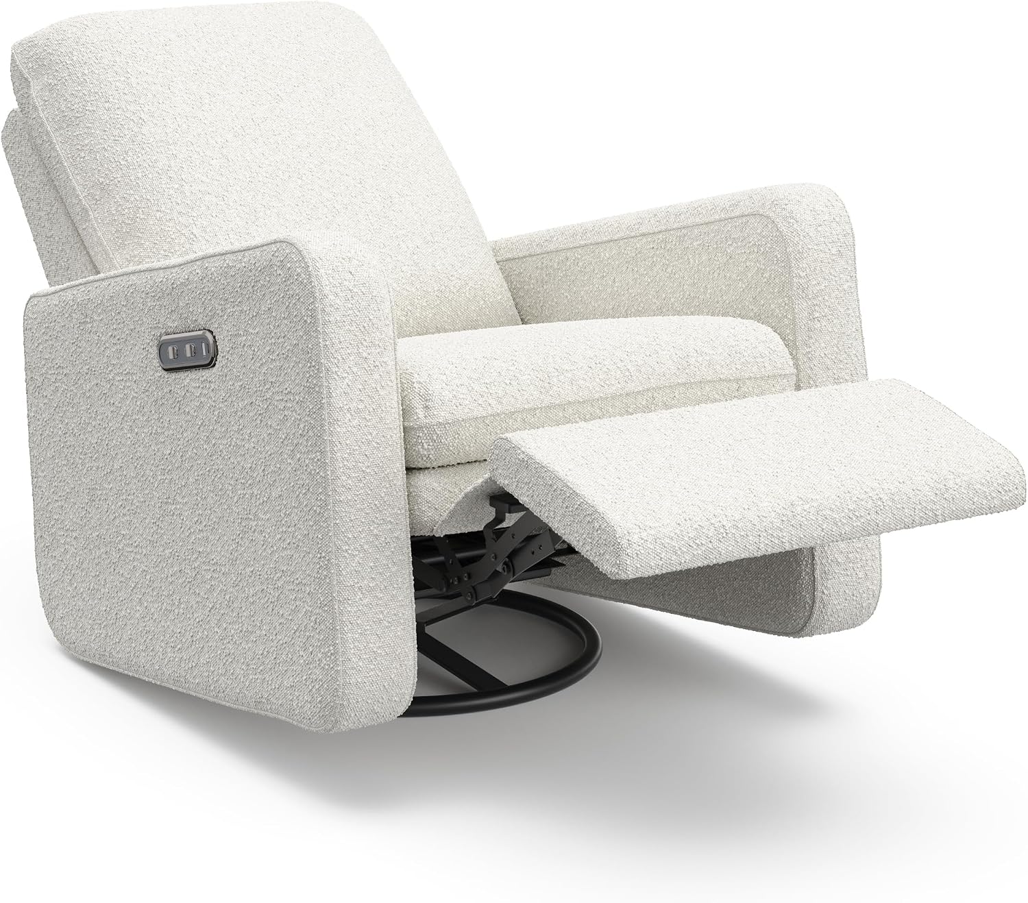 Graco Teddi Power Recliner Swivel Glider, Electronic Power Recline, Oeko-TEX 100 Certified, USB-A & USB-C Charger, Premium Cushioning & Comfort – (Ivory Boucle)