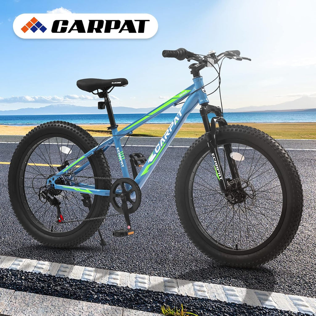 20/24/26 Inch Fat Tire Mountain Bike Variable Speed Dual Disc Brake Kids Adult Free Return