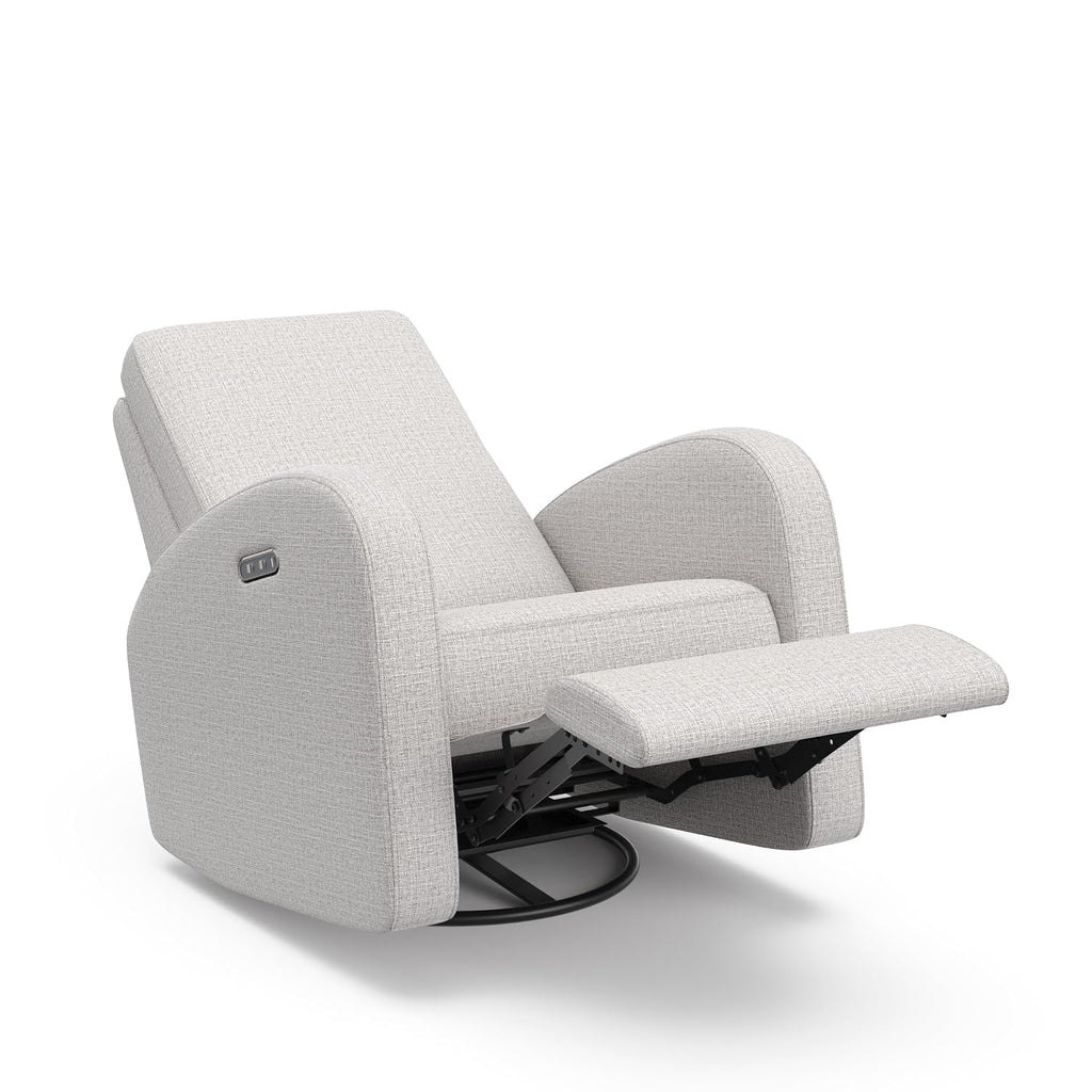 Storkcraft Santa Monica Power Recliner Swivel Glider (Steel Basketweave) – GREENGUARD Gold Certified, CertiPUR-US Certified Foam, Effortless Electronic Power Recline, USB-A & USB-C Charger