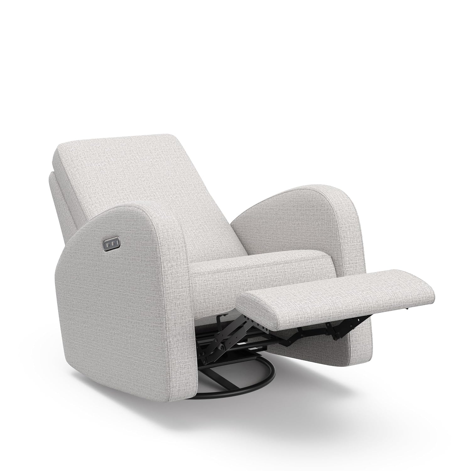 Storkcraft Santa Monica Power Recliner Swivel Glider (Steel Basketweave) – GREENGUARD Gold Certified, CertiPUR-US Certified Foam, Effortless Electronic Power Recline, USB-A & USB-C Charger