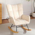 Rocking Chair Nursery with Airbag, Nursery Rocking Reading Chair Indoor, Cozy Upholstered Glider Rocker Chairs for Living Room Bedroom Offices, Sillas Mecedoras(Chenille, Beige)