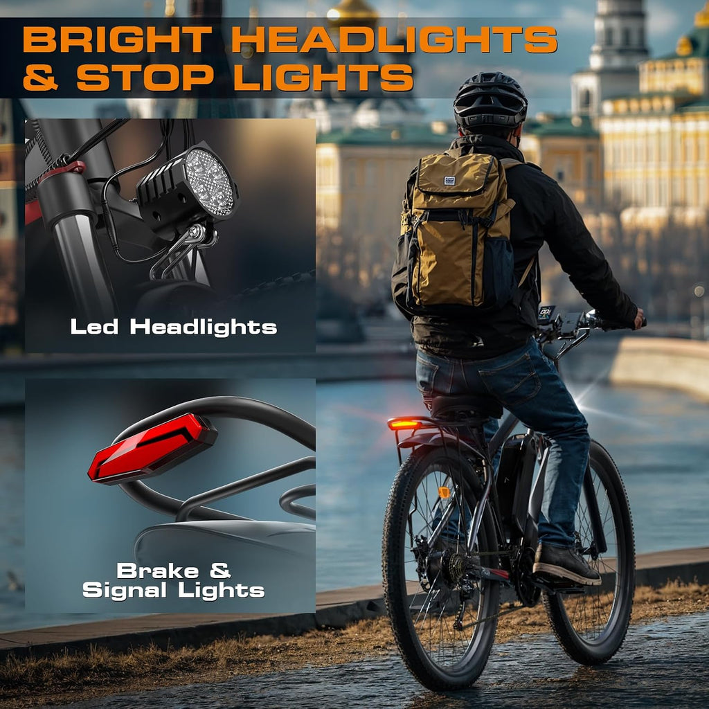 Electric Bike for Adults with Peak 2000W, Max 34 mph 30-80 Miles Commuting Electric Mountain Bike, 48V 17.5Ah Removable Battery 21-Speed Disc Brakes, 29' Tires and Front Suspension