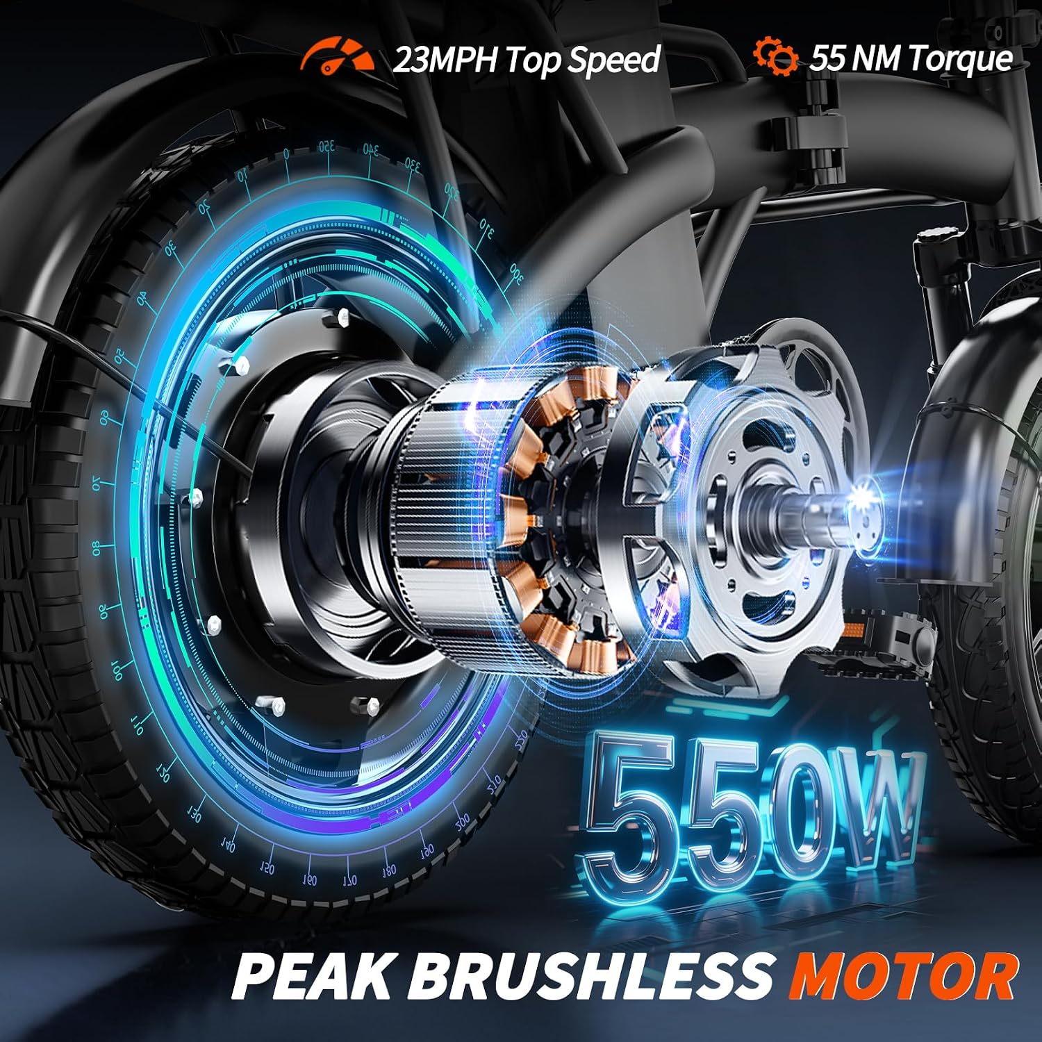550W Powerful Electric Folding Bike for Adults – 23MPH Top Speed, 35 Miles Range, 48V 12Ah Battery, Foldable Ebike with Charger & Dual Disc Brakes,14' Commuter Mini E Bikes, Hill Climbing Commuter