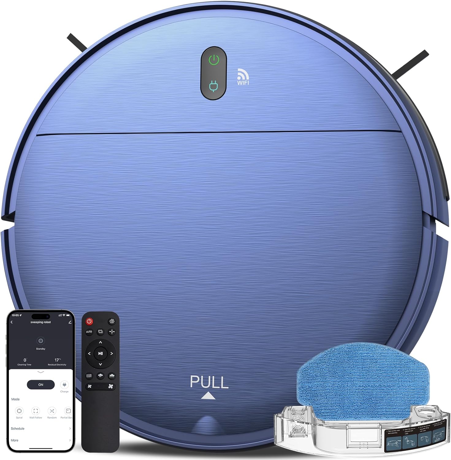 ZCWA Robot Vacuum and Mop Combo, Low Pile Carpet 2 in 1 Mopping Robotic Vacuum J33