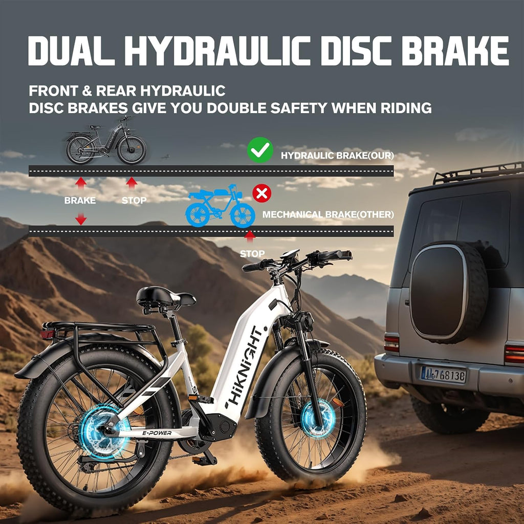 Dual Motor Ebike, 3000W Electric Bike for Adults, 52V 20Ah 26' Fat Tire Fast Ebike Max 38 Mph, up to 90 Miles, Off-Road Mountain E-Bike for Men Women, Step-Through Design