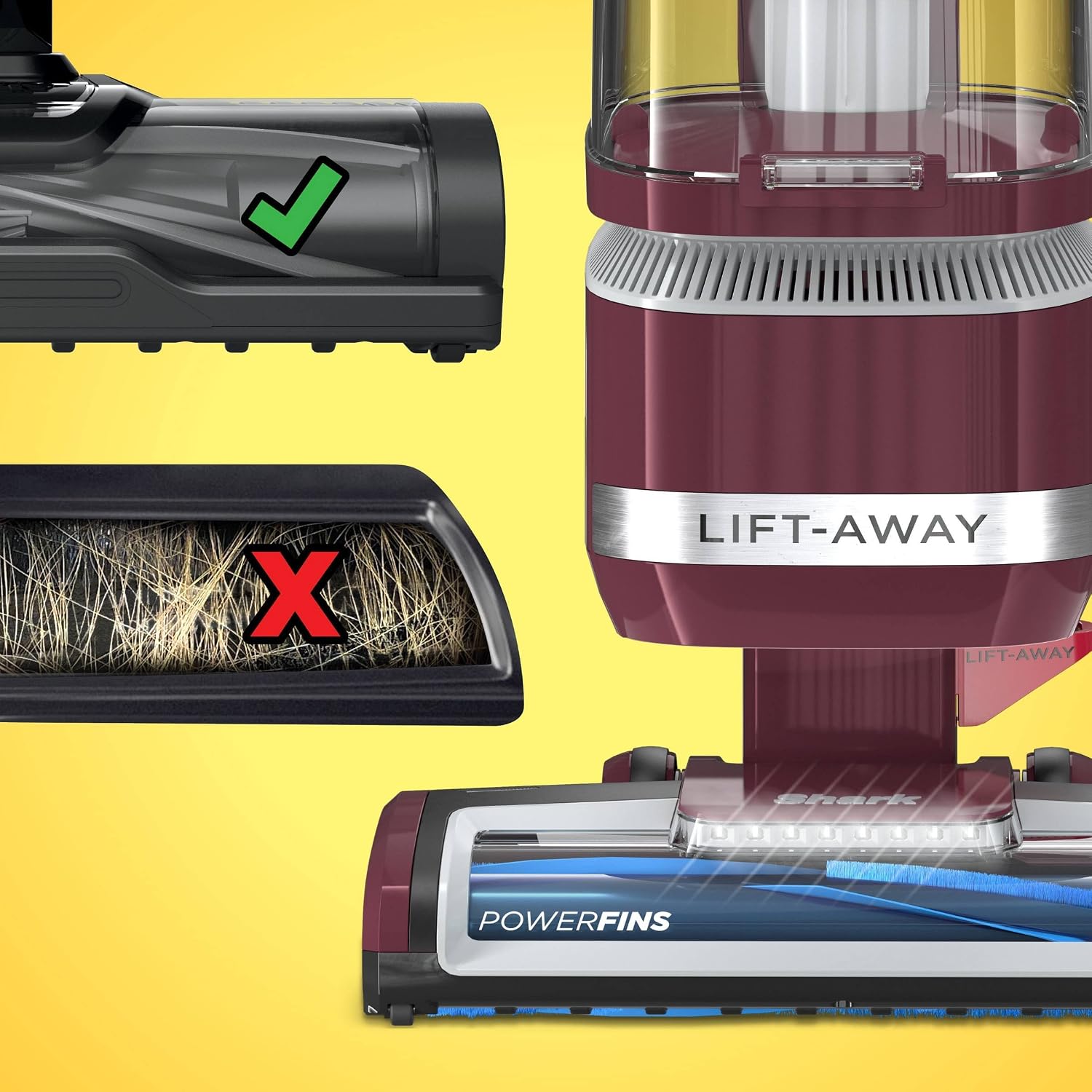 Shark LA401 Navigator Lift Away ADV Upright Vacuum with PowerFins Brush Roll, LED Headlights and Advanced Swivel Steering, Red (Renewed)