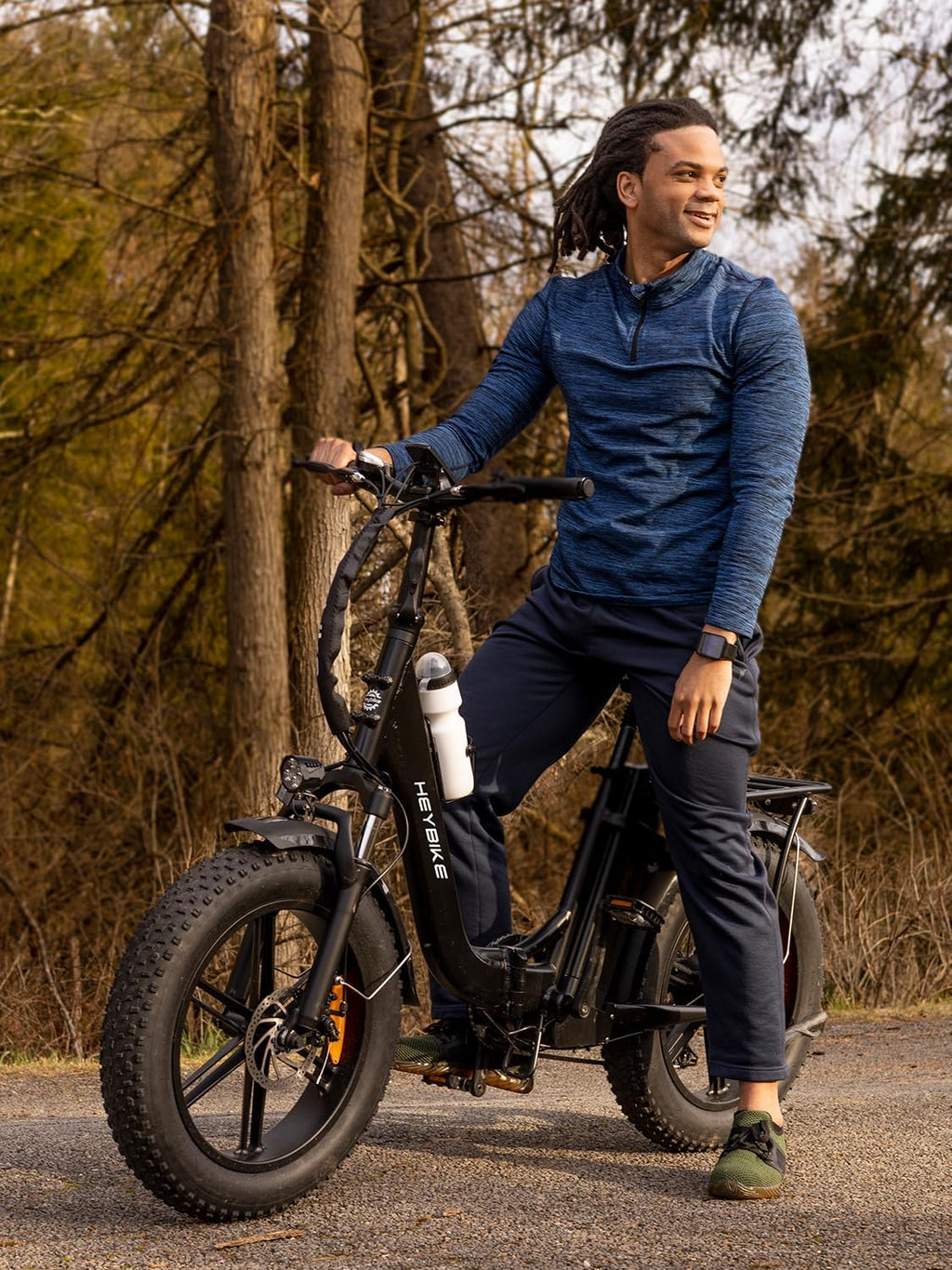 Heybike Ranger Electric Bike for Adults, Peak 1400W Upgraded Motor Ebike, 28MPH [20' Fat Tire All-Terrain] 600Wh Removable Battery Folding Step-Thru E Bike with Front Suspension