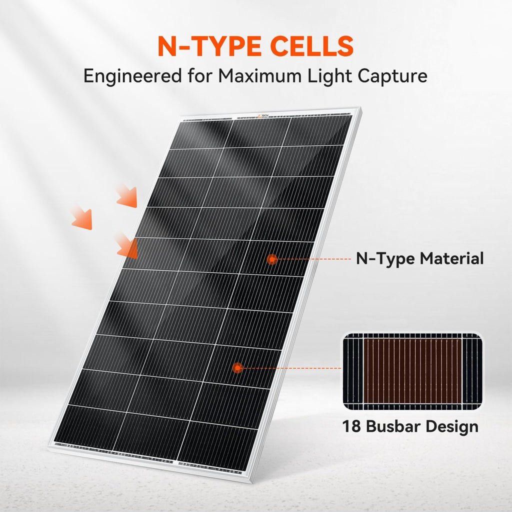 RICH SOLAR 300 Watt 12 Volt 18BB Cell Monocrystalline Solar Panel 2 Pack of 150W N-Type Cells High Efficiency Solar Module for RV Marine Boat Off Grid (150W 2-Pack)