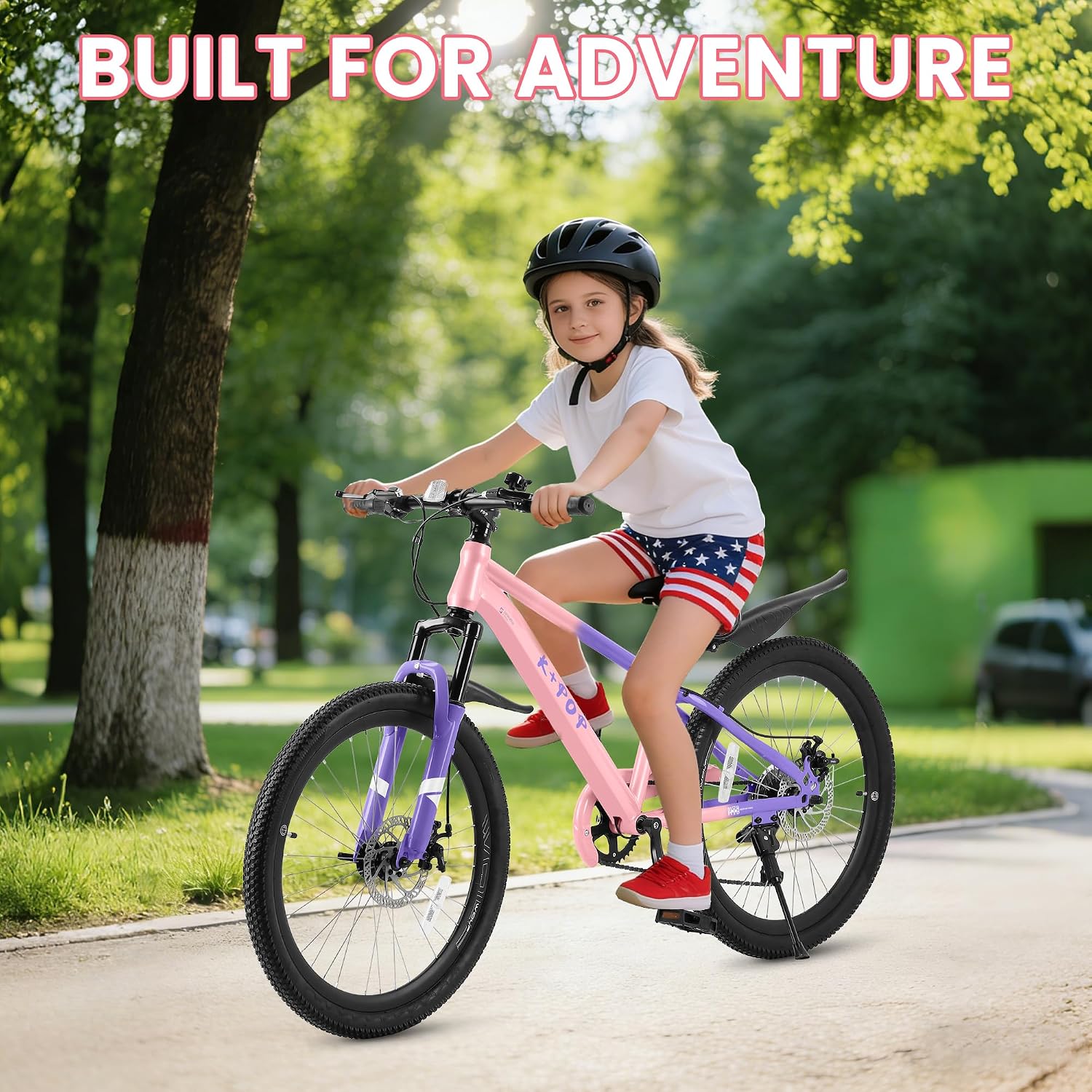 24 Inch Kids Mountain Bike for 7-12 Years Old Boys, Single Speed/7-Speed Girls Mountain Bicycle W/Suspension Fork,Adjustable Seat Height, Kids' Bicycles for Beginner Level Riders