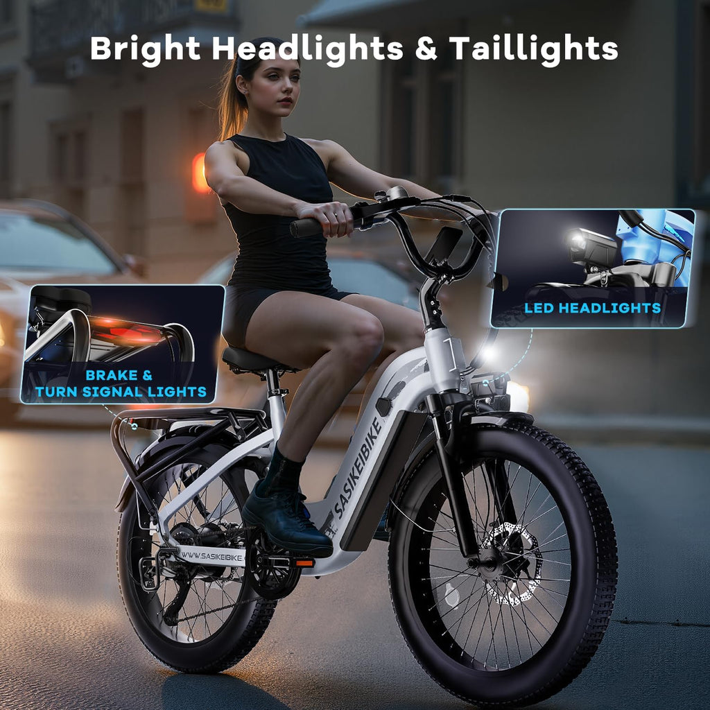 Electric Bike for Adults,1000W/1500W Peak Motor Ebike, 48V 15/20Ah Removable Battery, Electric Commuting Mountain Bike, Step Thru Ebike with 80 Miles Electric Bicycle,7 Speed UL Certified