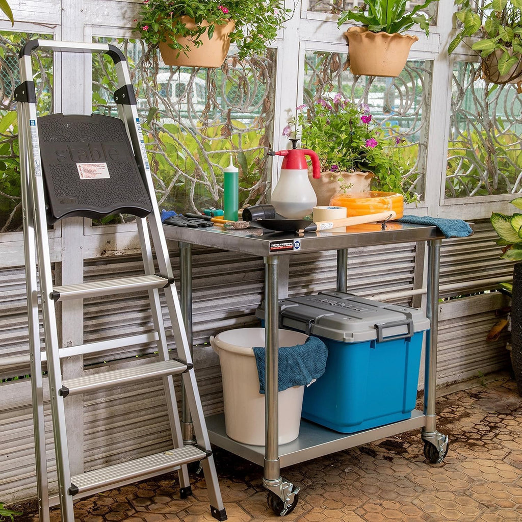 DuraSteel 30x48 NSF Stainless Steel Cart Work Table - Heavy Duty Rolling Food Prep Table Countertop Island - Metal Utility Cart on Wheels Caster, Grill Stand Storage Outdoor Kitchen Tables Bar Top