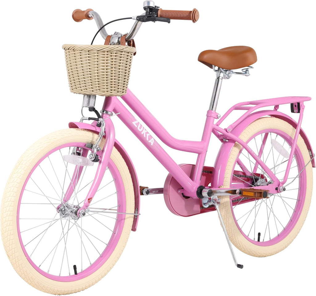 MEGHNA Cruiser Bike 20 inch/24 inch Wheels Girls Women Bike Single Speed Commuter Bike with Basket V-Brake and Coast Brake Women Ladys Bicycle, Multicolors