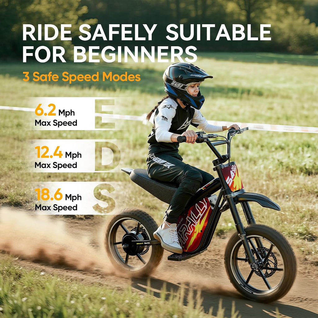 eAhora 36V 1000W Electric Dirt Bike for Kids 8+, 3-Speed Modes Kids Electric Bike, Up to 23MPH & 35 Miles Electric Off-Road Motocross for Kid, Hydraulic Brake & Dual Suspension, S4 Young Plus-Red