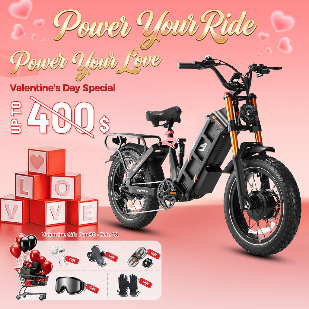 eAhora Juliet Pro 2/Juliet Electric Bike for Adults 5400W/1200W Dual Motor Electric Bicycle 43MPH 60V 70Ah 220+Miles Long Range 20' Fat Tire Full Suspension Mountain E-Bike with APP Control