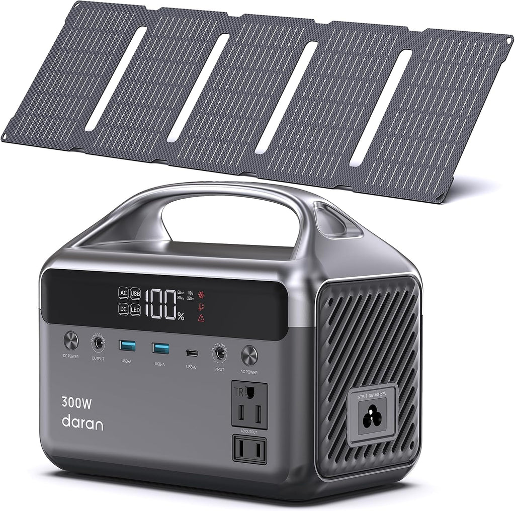 Portable Power Station 300W (600W Surge) with 40W Solar Panel, 192Wh Solar Generator with LiFePO4 Battery, 5.5 lb Power Bank for Laptop and Emergency Backup
