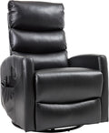 PELUMY 360° Swivel Rocker Recliner with Heat & Vibration Massage, Glider Rocking Chair for Adults, Compact Recliner for Living Room, Small Spaces, Nursery, Bedroom (Breathable Leather, Black)