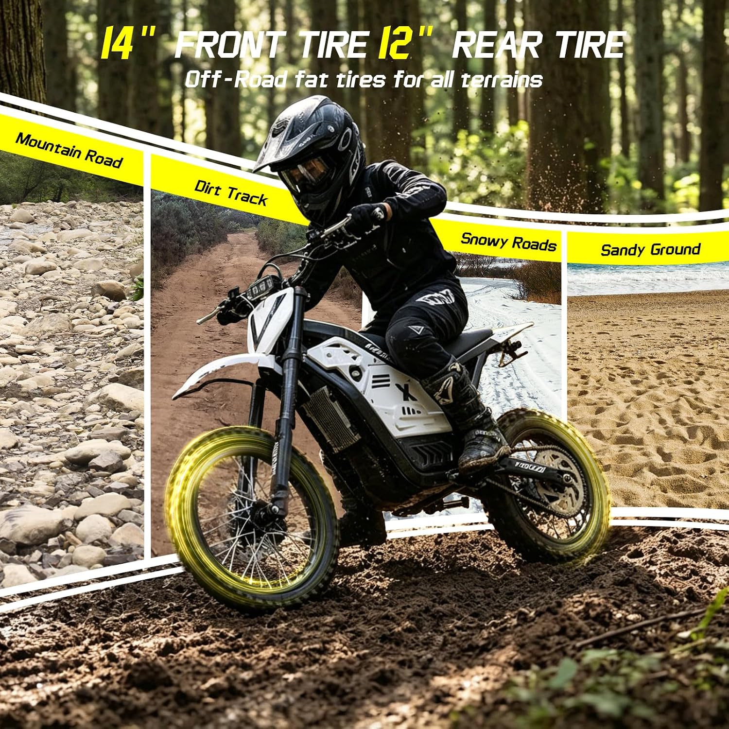 3500W Electric Dirt Bike for Teens Kids,VIPCOO H2 Electric Motorcycle for Adults,25° Slope,48V/23Ah Battery,14'/12' Off Road Tire,Dual Hydraulic Brakes & Full Suspension Fit Age 13+